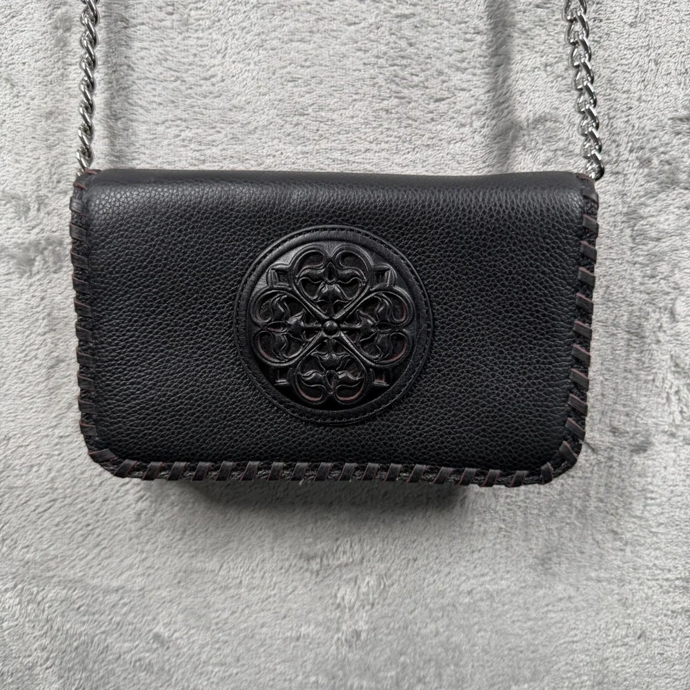 Brighton Ferrara Pouch Crossbody Bag Medallion Silver‎ Chain Strap Whipstitch